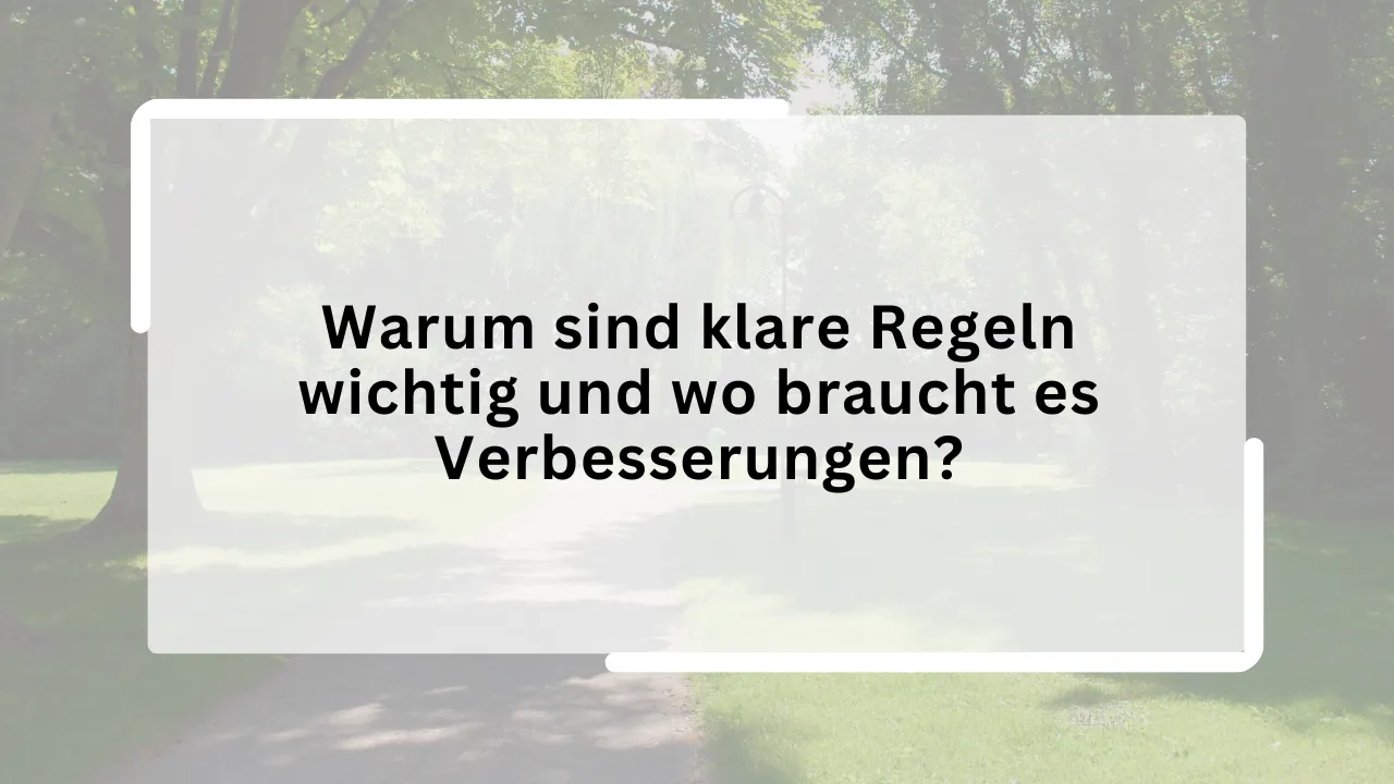 Warum sind klare Regeln wichtig und wo braucht es Verbesserungen?