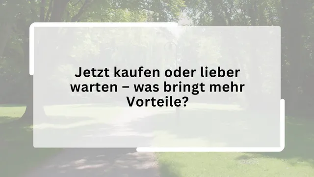 Jetzt kaufen oder lieber warten – was bringt mehr Vorteile?