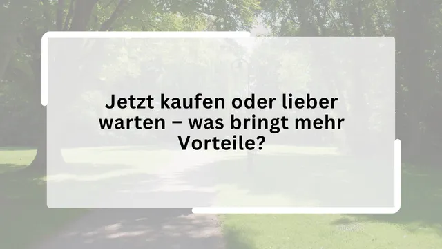 Jetzt kaufen oder lieber warten – was bringt mehr Vorteile?