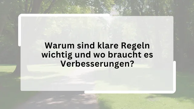 Warum sind klare Regeln wichtig und wo braucht es Verbesserungen?