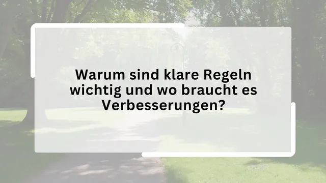 Warum sind klare Regeln wichtig und wo braucht es Verbesserungen?
